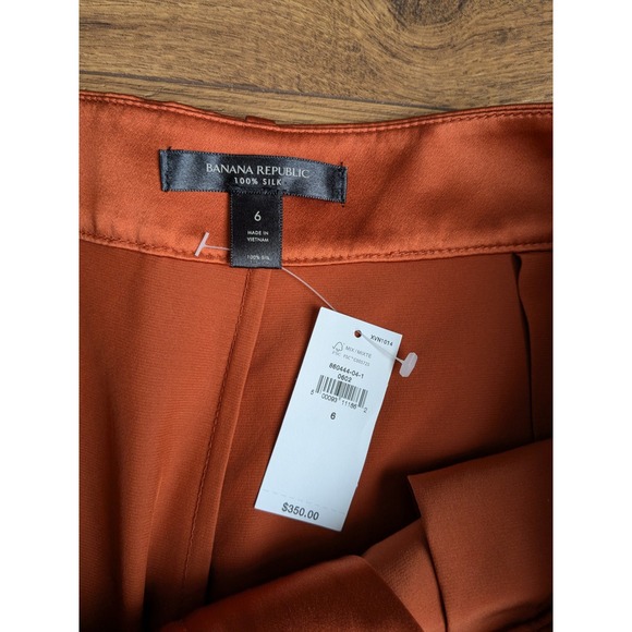 Banana Republic Rust Orange 100% Silk Wide Leg Palazzo Pants Size 6 - Picture 4 of 10